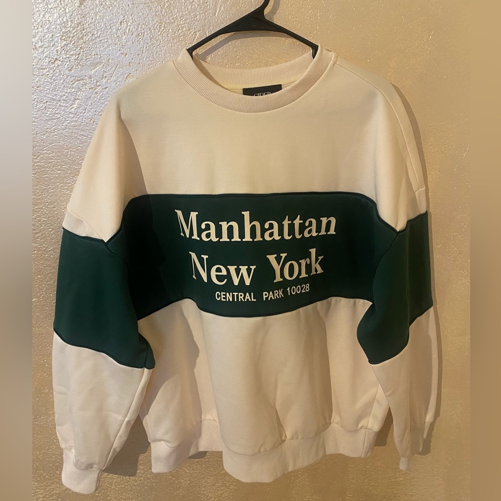 Oversized Cider Crewneck - Green & White